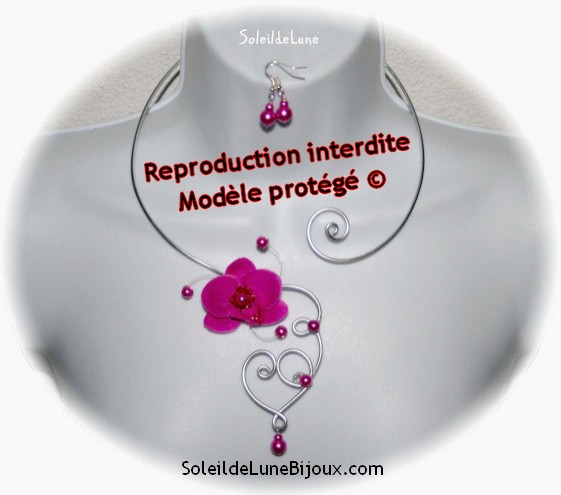 collier mariage coeur orchidée Modèle protégé par droits d'auteur collier mariage orchidée Soleil de lune